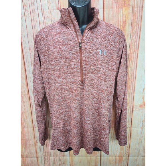 Under Armour Womens HeatGear Loose Fit Quarter Zip Pullover XL Red Heather - Picture 1 of 9